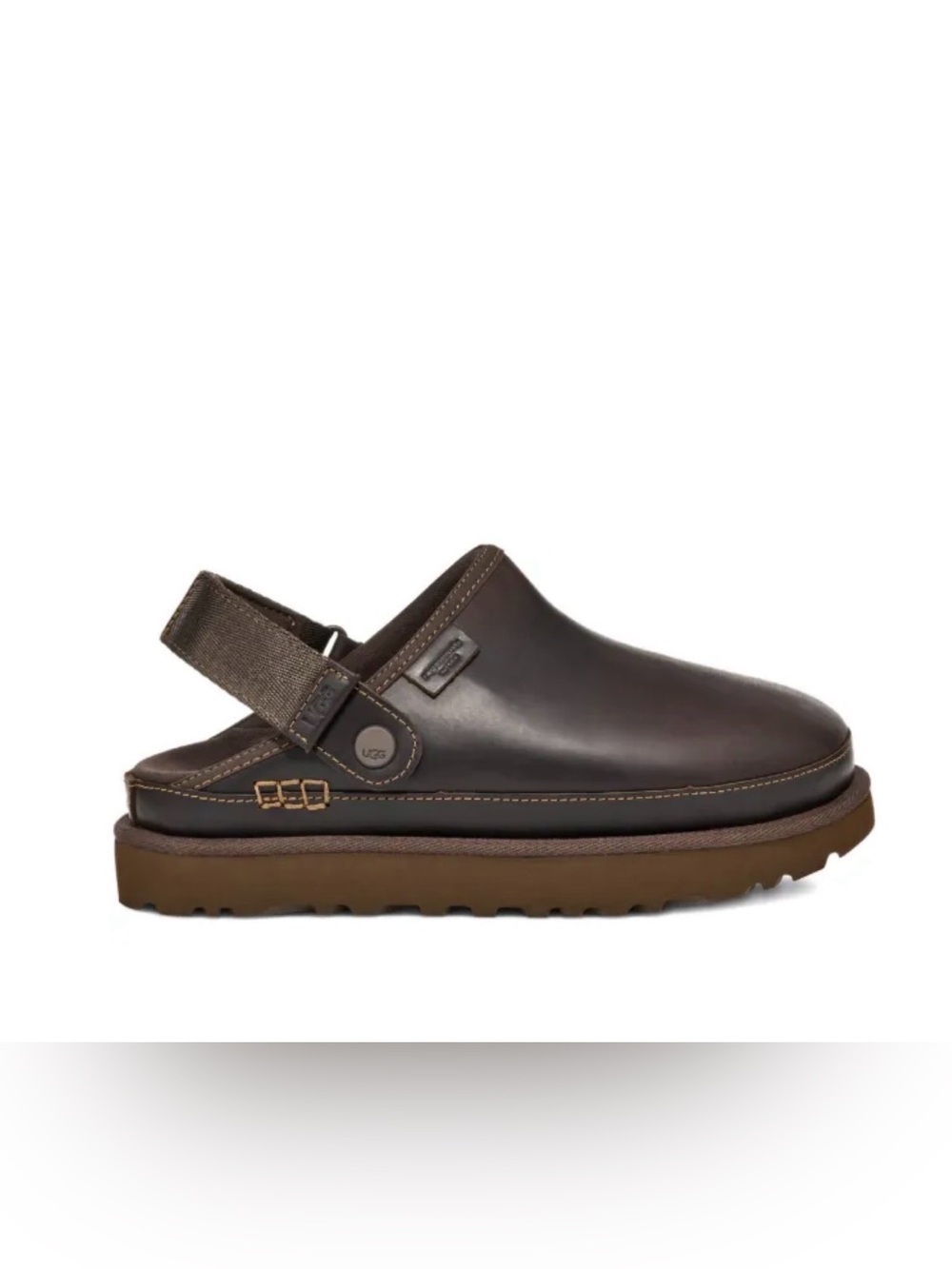 UGG goldenstar Dark Brown Leather Slingback Clog Sandal